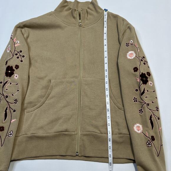 Scully Jacket Womens Medium Khaki Westerns Collection Embroidered Floral Zip Up - Picture 6 of 11